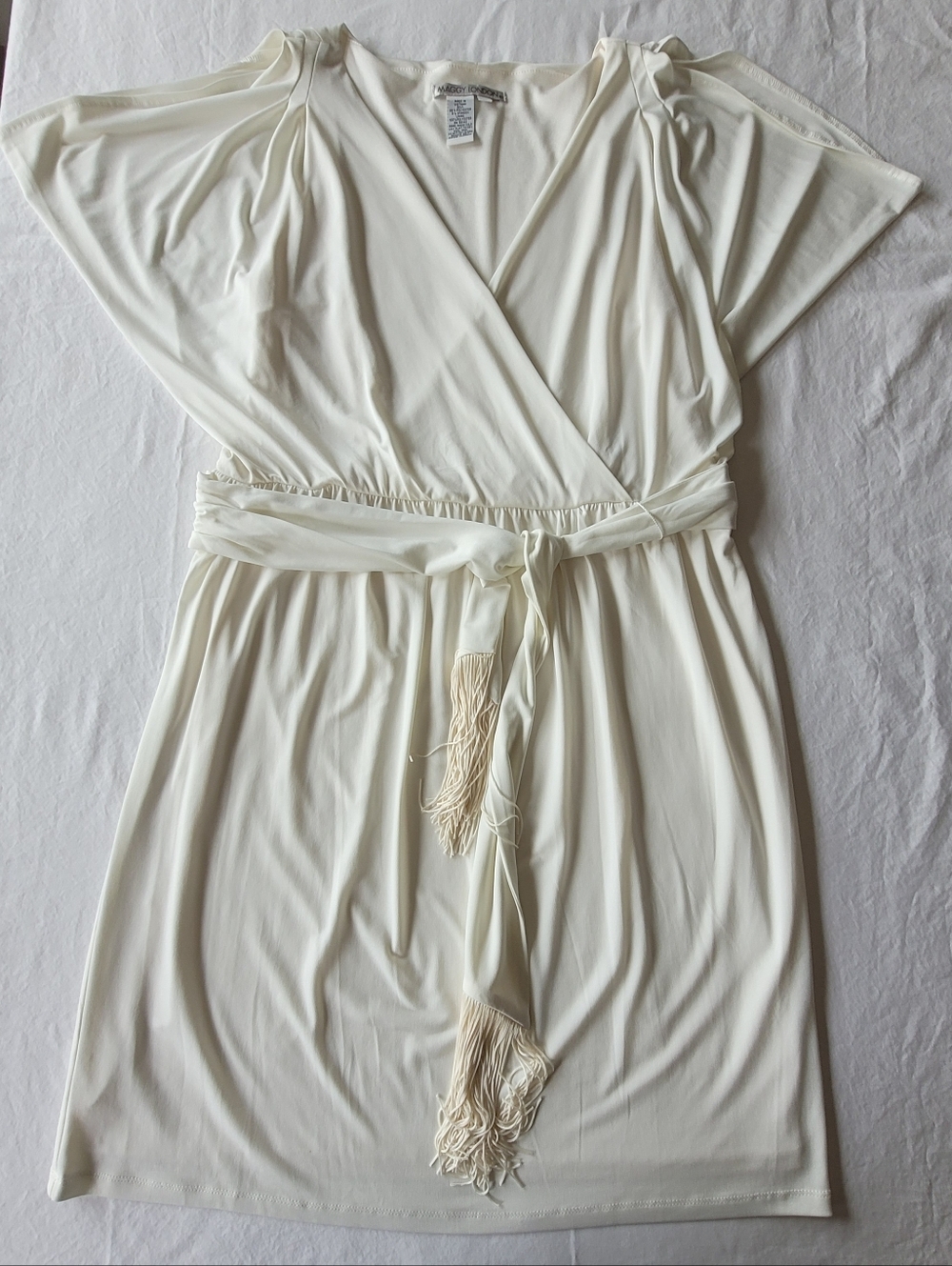 Maggy London NWTG White Wrap Dress with Tassel Belt Size 16